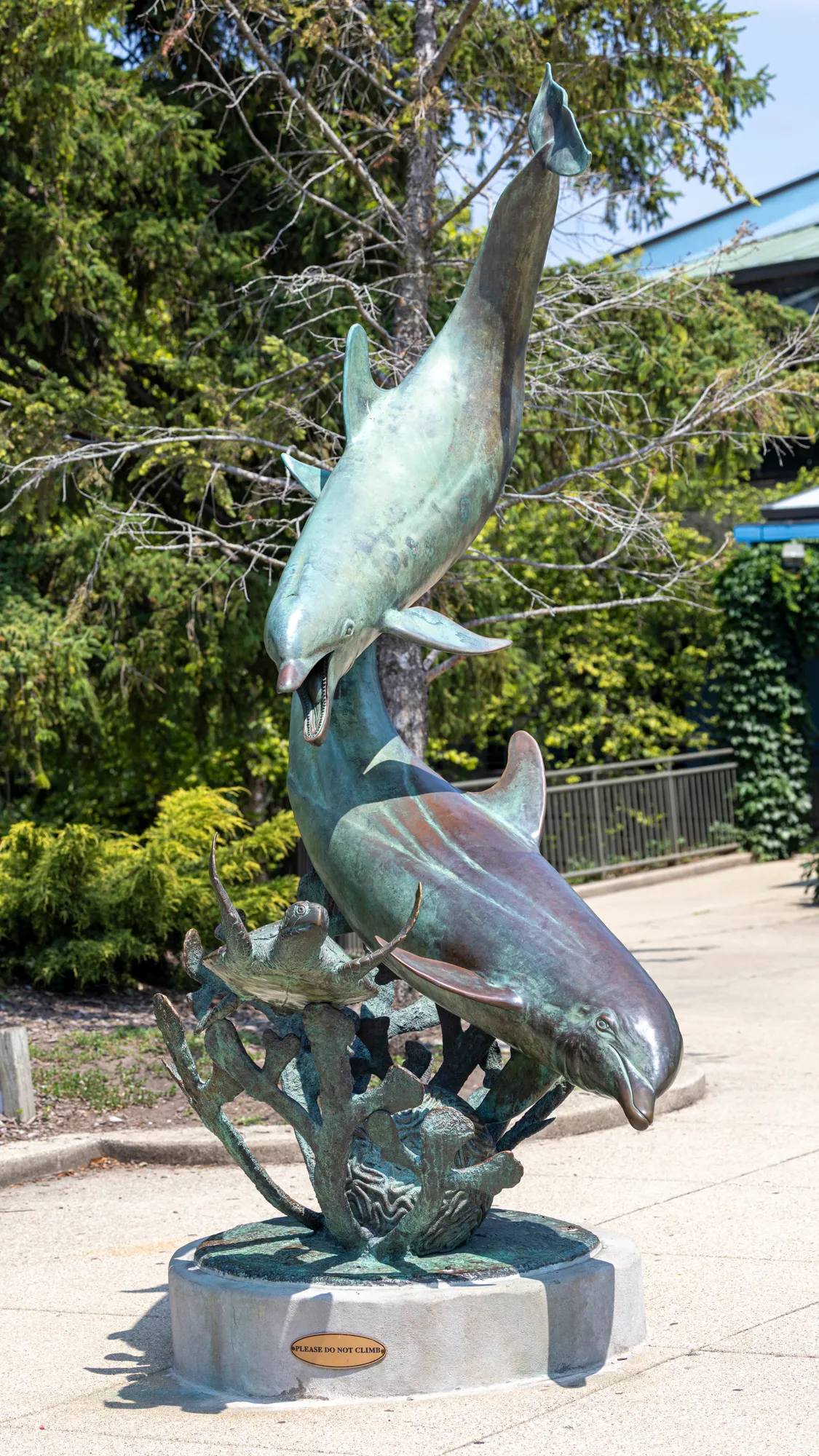 dolphin statue at brookfield zoo